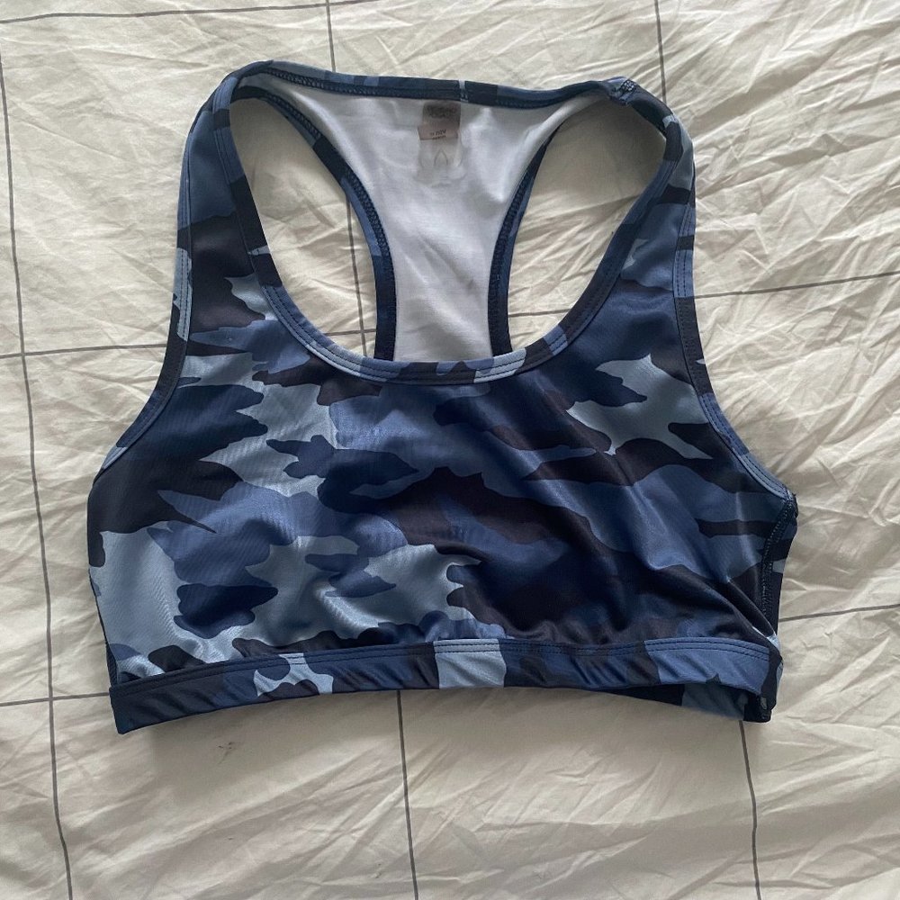 Beyond Yoga Racerback Sports Bra Blue Camo Size M